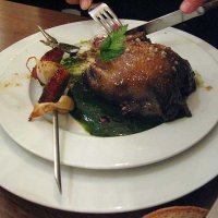 Auberge du 15 - Pigeon rôti à l'ail et au thym, persil cuit à l'anglaise, jus de cuisson