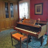 Burg-Hotel, salon de musique. Pour l'anecdote le propriétaire de l'hôtel est aussi musicien. Normal, nous ommes en Allemagne.