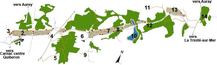 Carte des alignements de Carnac carnac alignements plan