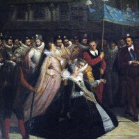 Château de Blois –  l’aile François Ier – Procession et cérémonie funèbre en l'honneur du duc de Guise assassiné à Blois  (1868 –détail- par Arnold Scheffer)