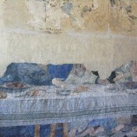 Musée des Beaux-Arts de Blois - La Cène, peinture à la détrempe transposée sur toile provenant de l'ancien réfectoire du couvent des Cordeliers de Blois (détruit en 1948) probablement inspirée de La dernière Cène de Léonard de Vinci.