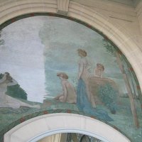 Evian - le Palais Lumière - - nymphes au bord de l'eau, fresque attribuée à Jean D. Benderly