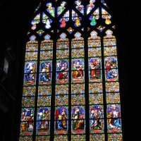 Guérande -- Collégiale Saint-Aubin, vitrail de la vie de Saint Joseph (1935)