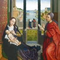 Rogier van der Weyden ou Roger de la Pasture (1339/1400 Tournai - 1464 Bruxelles) - Der Heilige Lukas, Die Madonna Zeichnend (Saint Luc dessinant la Vierge - vers 1435/40. 
