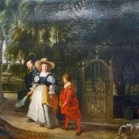 Peter Paul Rubens (Siegen 1577 - Anvers 1640) - Rubens und Seine Zweite Frau im Garten (Rubens se promène avec sa seconde épouse et son fils dans son jardin).