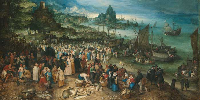 Jan Brueghel l'Ancien - Seehafen mit der Predigt Christi jan brueghel d a
