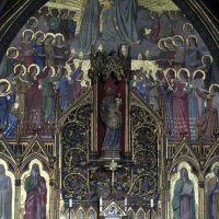Chapelle de la Vierge - sculpture centrale : Notre-Dame de Consolation (XIVe siècle) - Arbre de Jessé formant retable de Viollet-Le-Duc (XIXème) - et fresques représentant le Couronnement de la Vierge par Amauy-Duval (1808-1885), élève d'Ingres (XIXème).  