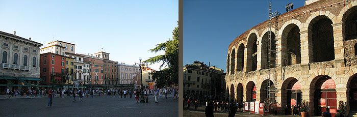 Vérone - la piazza Bra et l'Arena verone_ piazza_bra_arena