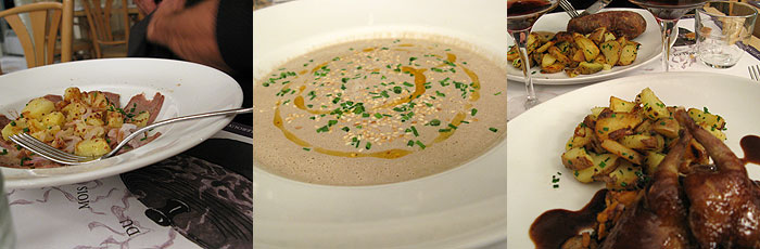 Vin de Soif - Langue de veau - Velouté - pigeon et andouillette vin soif